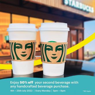 Starbucks 50% OFF 2nd Beverage Promotion (every Monday)