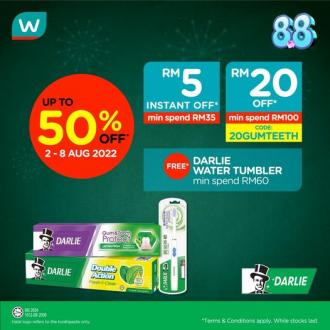 Watsons Online Darlie Promotion Up To 50% OFF & FREE Promo Code (2 August 2022 - 8 August 2022)
