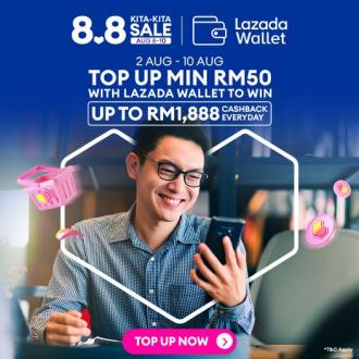 Lazada Wallet 8.8 Promotion Win Up To RM1888 (2 August 2022 - 10 August 2022)