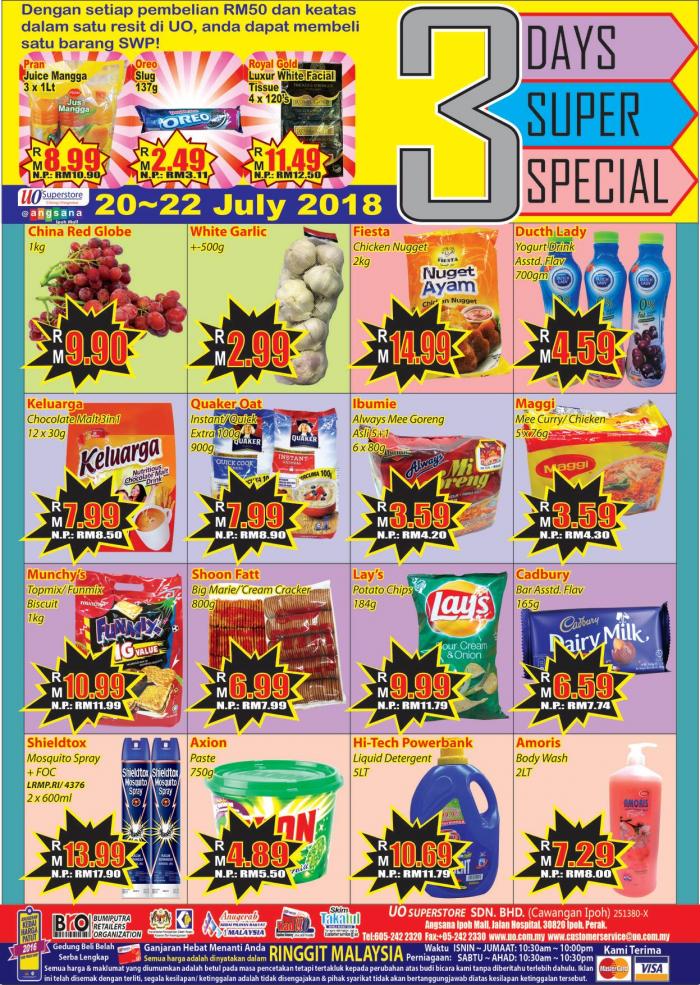 UO SuperStore Angsana Mall Ipoh 3 Days Special Promotion (20 July 2018 - 22 July 2018)