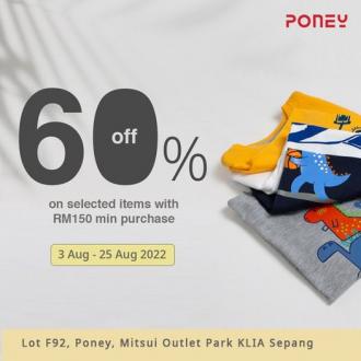 Poney August Sale 60% OFF at Mitsui Outlet Park (3 August 2022 - 25 August 2022)