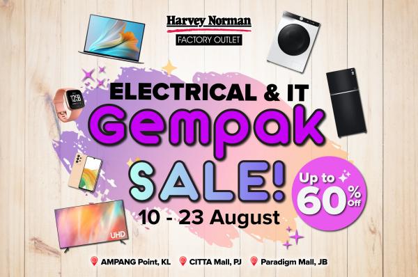 Harvey Norman Electrical & IT Gempak Sale Up To 60% OFF (10 August 2022 - 23 August 2022)