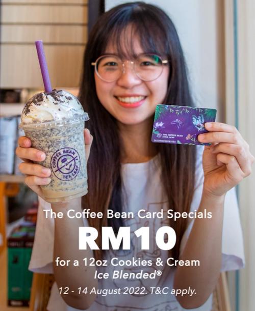Coffee Bean Card Cookies & Cream Ice Blended @ RM10 Promotion (12 August 2022 - 14 August 2022)