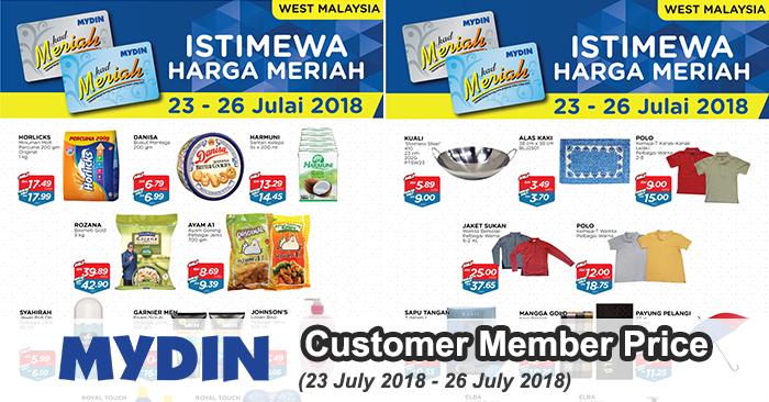 MYDIN Customer Member Price Promotion at Peninsular Malaysia (23 July 2018 - 26 July 2018)