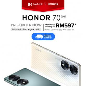 Honor Lazada Honor 70 5G Pre-Order Promotion (18 August 2022 - 26 August 2022)