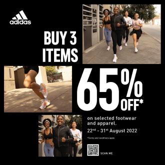 Adidas August 65% OFF Promotion at Mitsui Outlet Park (22 August 2022 - 31 August 2022)