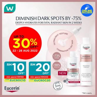 Watsons Online Eucerin Promotion Up To 30% OFF (22 August 2022 - 28 August 2022)