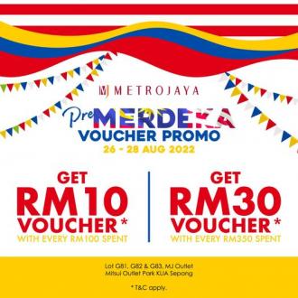 Metrojaya Pre-Merdeka Sale FREE Voucher at Mitsui Outlet Park (26 August 2022 - 28 August 2022)