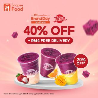 JUICY ShopeeFood Brand Day Promotion 40% OFF (28 August 2022 - 30 August 2022)