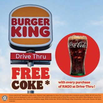 Burger King Drive-Thru VIP FREE Coke Promotion (valid until 30 September 2022)