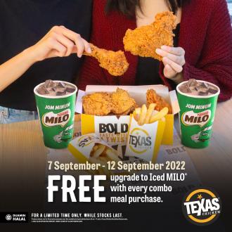 Texas Chicken FREE Upgrade To Iced Milo Promotion (7 September 2022 - 12 September 2022)
