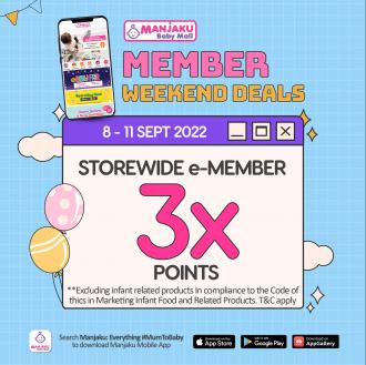 Manjaku Member 3X Points Promotion (8 September 2022 - 11 September 2022)