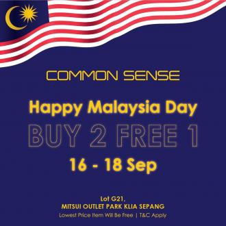 Common Sense Malaysia Day Sale Buy 2 FREE 1 at Mitsui Outlet Park (16 Sep 2022 - 18 Sep 2022)