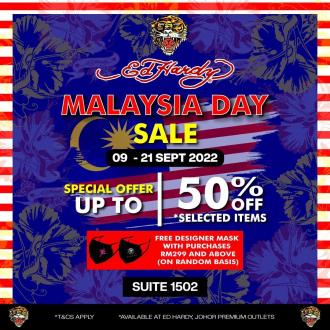 Ed Hardy Malaysia Day Sale Up To 50% OFF at Johor Premium Outlets (9 September 2022 - 21 September 2022)