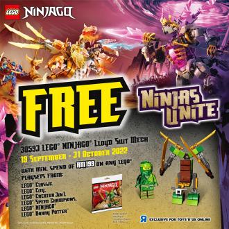 Toys R Us LEGO NINJAGO FREE Lloyd Suit Mech Promotion (19 September 2022 - 31 October 2022)