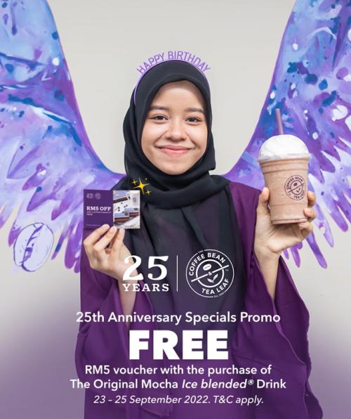 Coffee Bean Anniversary Promotion FREE RM5 OFF Vouchers (23 Sep 2022