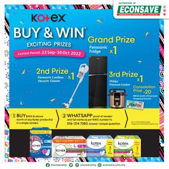 Econsave Kotex Buy & Win Exciting Prizes Promotion (23 September 2022 - 30 October 2022)