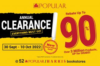 POPULAR Annual Clearance Sale Rebate Up To 90% (30 September 2022 - 10 October 2022)