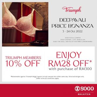 SOGO Triumph Deepavali Price Bonanza Promotion (3 Oct 2022 - 24 Oct 2022)
