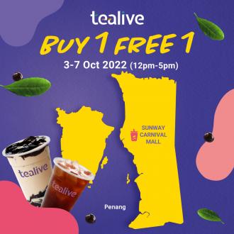 Tealive Sunway Carnival Mall Buy 1 FREE 1 Promotion (3 October 2022 - 7 October 2022)