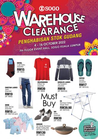 SOGO Kuala Lumpur Warehouse Clearance Sale (4 October 2022 - 16 October 2022)