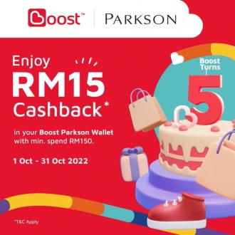 Parkson Boost RM15 Cashback Promotion (1 Oct 2022 - 31 Oct 2022)