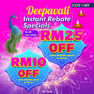 Cosway Deepavali Instant Rebate Promotion (14 October 2022 - 18 October 2022)