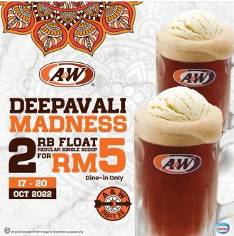 A&W Deepavali Madness Promotion 2 X RB Float Regular Single Scoop @ RM5 (17 Oct 2022 - 20 Oct 2022)