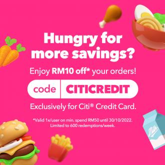 FoodPanda Citi Credit Card RM10 OFF Promotion (valid until 30 October 2022)