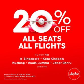Airasia 20% OFF All Seats All Flights Promotion (valid until 23 Oct 2022)