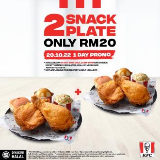 KFC 2 Snack Plate @ RM20 Promotion (20 October 2022)