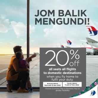 Malaysia Airlines Jom Balik Mengundi 20% OFF Promotion (valid until 19 Nov 2022)