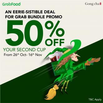 Gong Cha GrabFood Promotion 2nd Cup for 50% OFF (26 October 2022 - 16 November 2022)