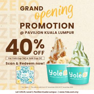 Yole Pavilion Kuala Lumpur Opening Promotion 40% OFF (10 November 2022 - 13 November 2022)