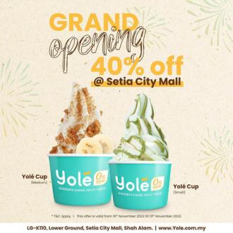 Yole Setia City Mall Opening Promotion 40% OFF (10 Nov 2022 - 13 Nov 2022)