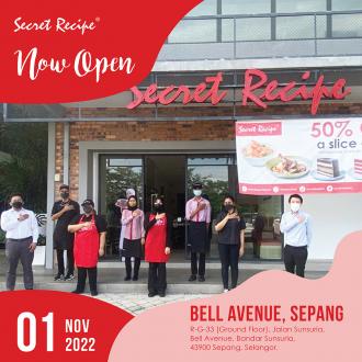 Secret Recipe Bell Avenue Sepang Opening Promotion 50% OFF Slice Cake (1 November 2022 - 14 November 2022)