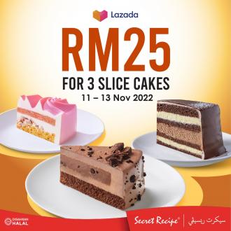 Secret Recipe Lazada 11.11 Promotion 3 Slices Cake @ RM25 (11 November 2022 - 13 November 2022)