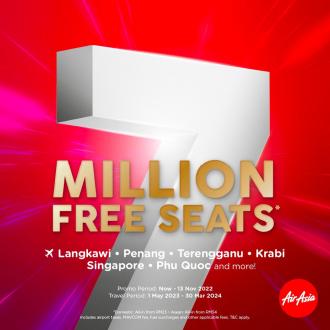 Airasia 7 Million FREE Seats Promotion (valid until 13 November 2022)