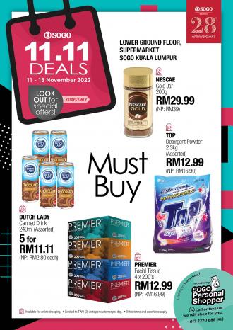 SOGO Kuala Lumpur Supermarket 11.11 Sale (11 November 2022 - 13 November 2022)