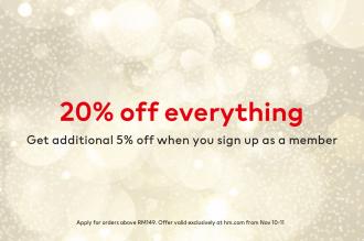 H&M 11.11 Online Sale 20% + 5% OFF (10 November 2022 - 11 November 2022)