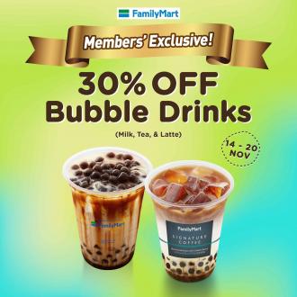 FamilyMart Member Bubble Drinks 30% OFF Promotion (14 November 2022 - 20 November 2022)