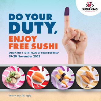 Sushi King GE15 General Election Promotion FREE Sushi (19 November 2022 - 20 November 2022)