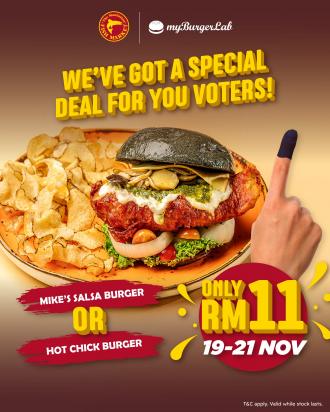 The Manhattan Fish Market General Election Promotion Mike’s Salsa Burger Or Hot Chick Burger for RM11 (19 November 2022 - 21 November 2022)
