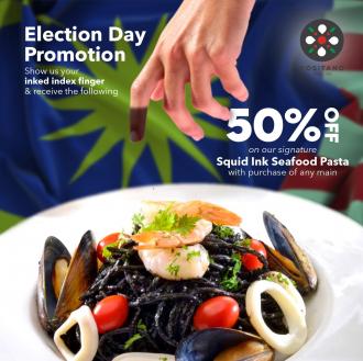 Positano Risto GE15 General Election Day Promotion 50% OFF Signature Squid Ink Seafood Pasta (19 November 2022)