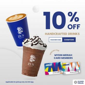 ZUS Coffee MYDIN Meriah Card Members Promotion 10% OFF Handcrafted Drinks