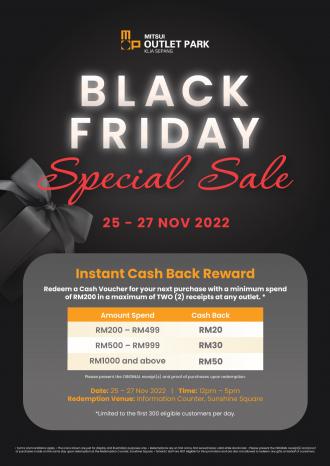 Mitsui Outlet Park Black Friday Sale Instant Cash Back Reward (25 November 2022 - 27 November 2022)