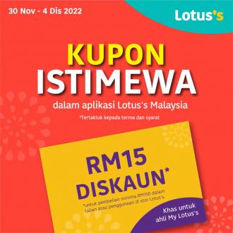 Lotus's FREE RM15 Discount Coupon Promotion (30 November 2022 - 4 December 2022)