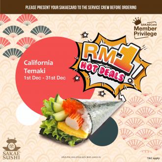 Sakae Sushi Member California Temaki for RM1 Promotion (1 December 2022 - 31 December 2022)