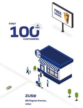 ZUS Coffee 68 Degree Avenue Gelang Patah Opening FREE Drinks Promotion (4 December 2022)