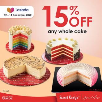 Secret Recipe Lazada 12.12 Sale 15% OFF Whole Cake (12 December 2022 - 14 December 2022)